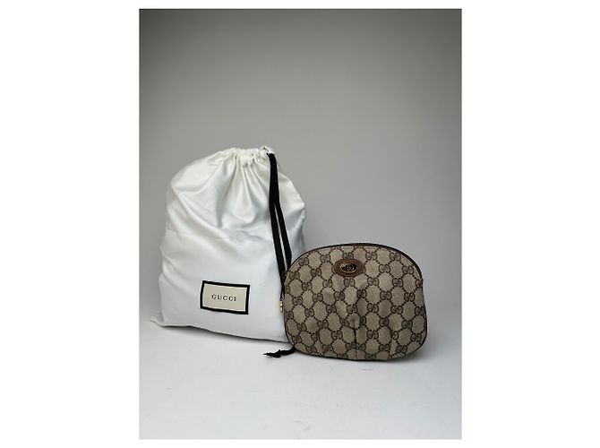 Mini Pochette Vintage Gucci GG Supreme in Tela Beige Marrone - vista 12