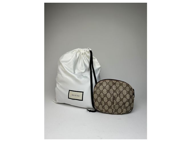 Mini Pochette Vintage Gucci GG Supreme in Tela Beige Marrone - vista 2