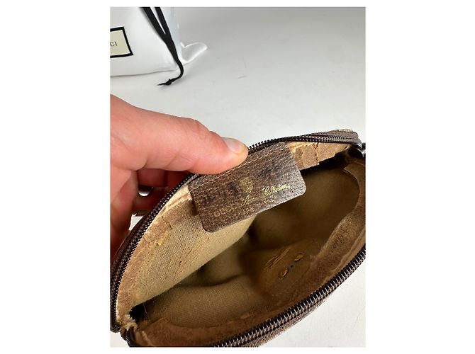 Mini Pochette Vintage Gucci GG Supreme in Tela Beige Marrone - vista 4