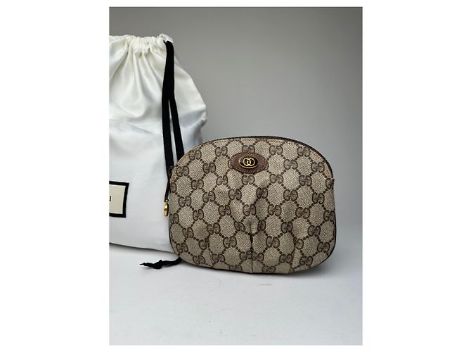 Mini Pochette Vintage Gucci GG Supreme in Tela Beige Marrone - vista 6