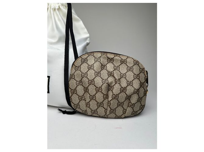 Mini Pochette Vintage Gucci GG Supreme in Tela Beige Marrone - vista 7