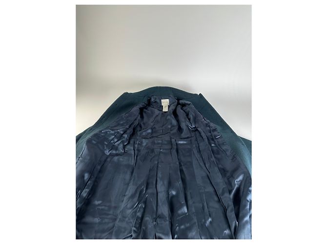 Céline Vintage Celine Paris Wollmantel mit einem Knopf und Gürtel, teal S Blau - Ansicht 10