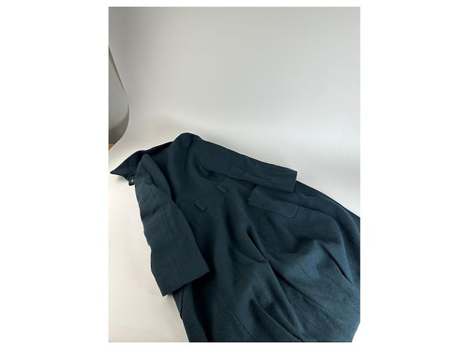 Céline Vintage Celine Paris Wollmantel mit einem Knopf und Gürtel, teal S Blau - Ansicht 11