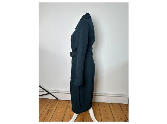 Céline Vintage Celine Paris Wollmantel mit einem Knopf und Gürtel, teal S Blau - Ansicht 3