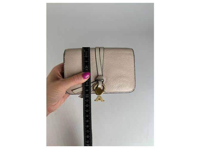 Vintage Chloé Alphabet Grained Leather Compact Wallet Nude Beige - view 10