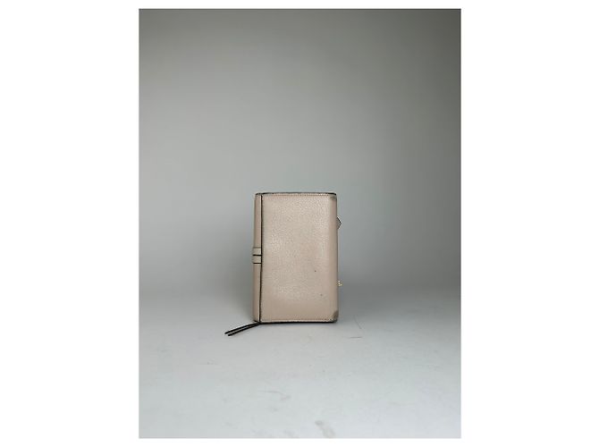 Vintage Chloé Alphabet Grained Leather Compact Wallet Nude Beige - view 13
