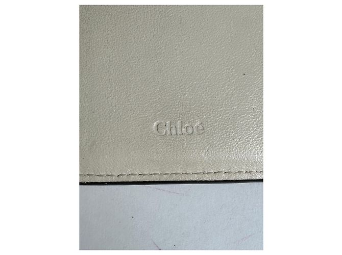 Vintage Chloé Alphabet Grained Leather Compact Wallet Nude Beige - view 4