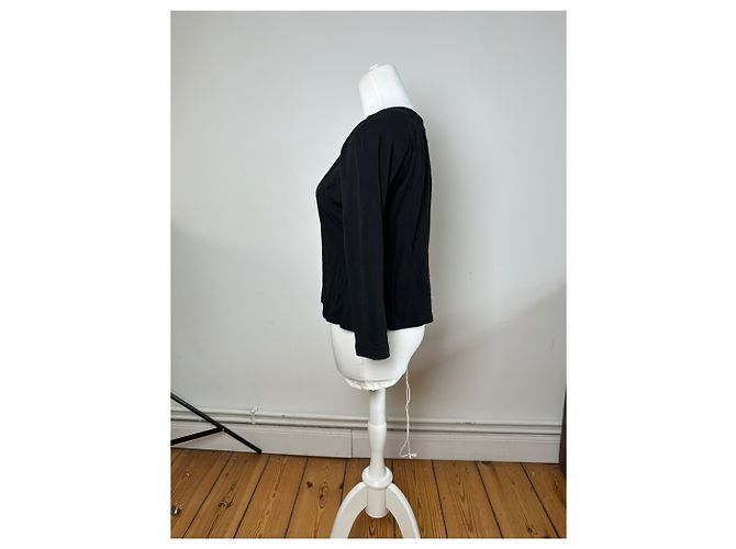 Top in jersey nero con scollo a barca Christian Dior vintage L - vista 3