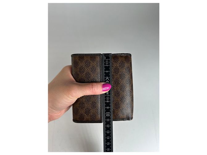 Céline Vintage Celine Triomphe Monogram Coated Canvas Bifold Wallet Brown - view 8