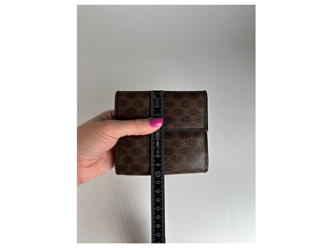 Céline Vintage Celine Triomphe Monogram Coated Canvas Bifold Wallet Brown - view 9