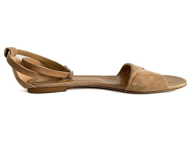 Hermès Sandali in pelle e velluto con cinturini incrociati 40 Beige - vista 5