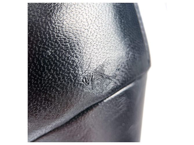 Timeless Chanel Botines de plataforma de cuero con cadena adornada CC 110 38,5 Negro - vista 12