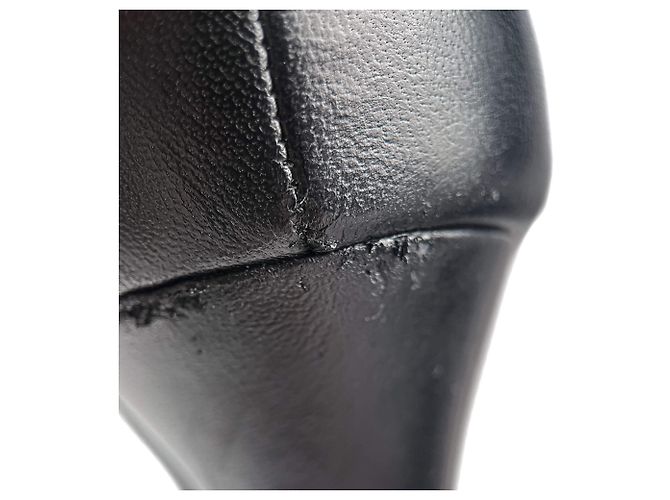 Timeless Chanel Botines de plataforma de cuero con cadena adornada CC 110 38,5 Negro - vista 17