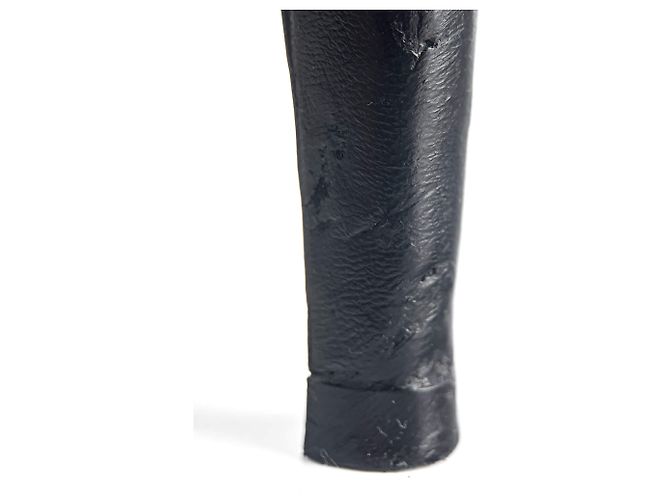 Timeless Chanel Botines de plataforma de cuero con cadena adornada CC 110 38,5 Negro - vista 18