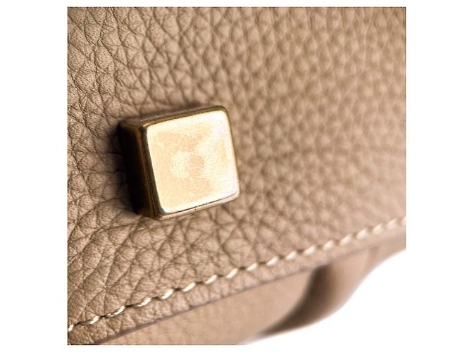 Céline Bolsa tote média em couro de bezerro drapeado Phanton bege - vista 11