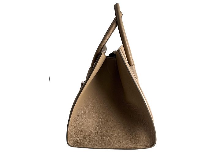 Céline Bolsa tote média em couro de bezerro drapeado Phanton bege - vista 4