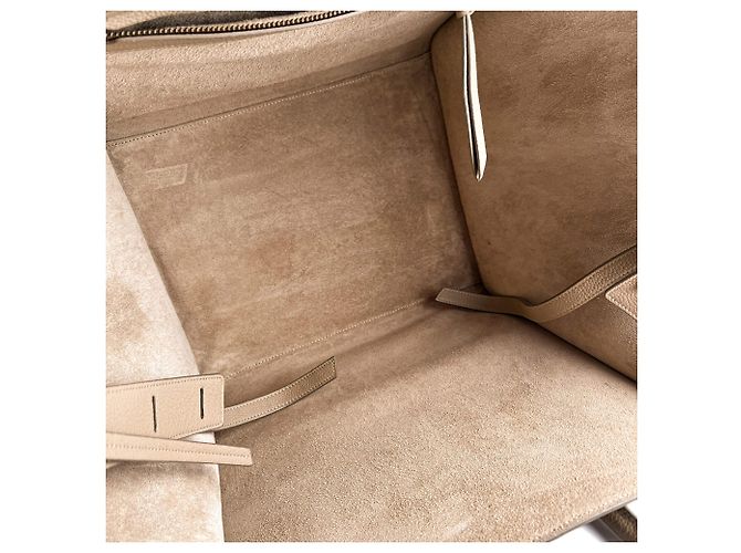 Céline Bolsa tote média em couro de bezerro drapeado Phanton bege - vista 7