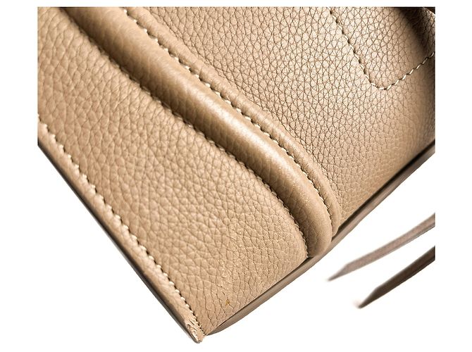Céline Bolsa tote média em couro de bezerro drapeado Phanton bege - vista 8