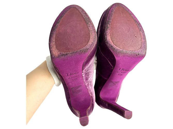 Miss Dior Peep Toes 135 Pump in Velluto 40.5 Viola Porpora - vista 10