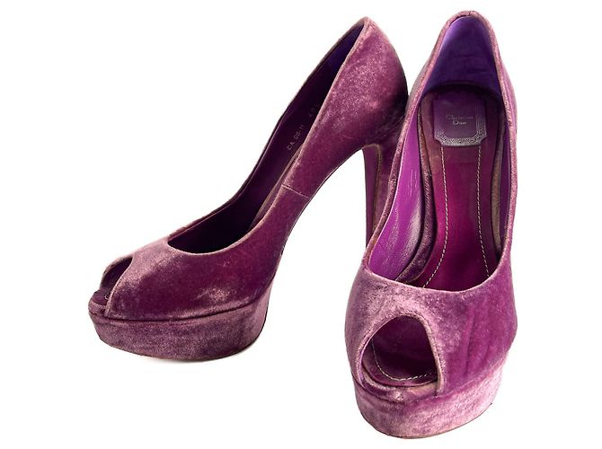 Miss Dior Peep Toes 135 Pump in Velluto 40.5 Viola Porpora - vista 2