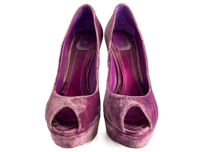Miss Dior Peep Toes 135 Pump in Velluto 40.5 Viola Porpora - vista 3