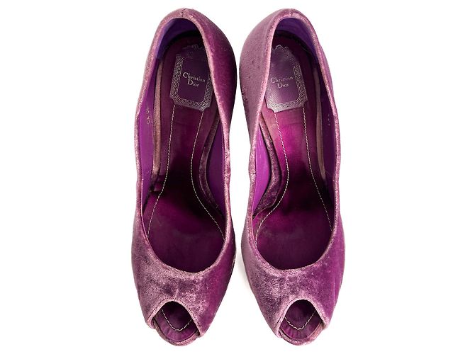 Miss Dior Peep Toes 135 Pump in Velluto 40.5 Viola Porpora - vista 4