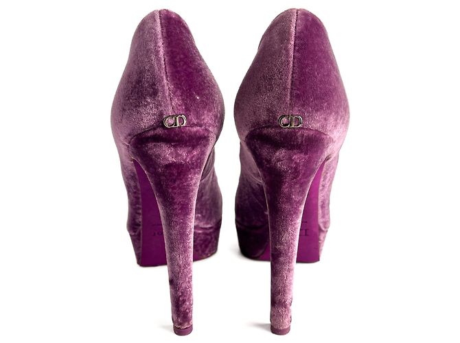 Miss Dior Peep Toes 135 Pump in Velluto 40.5 Viola Porpora - vista 5