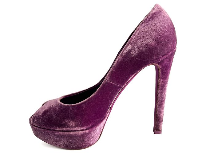 Miss Dior Peep Toes 135 Pump in Velluto 40.5 Viola Porpora - vista 7