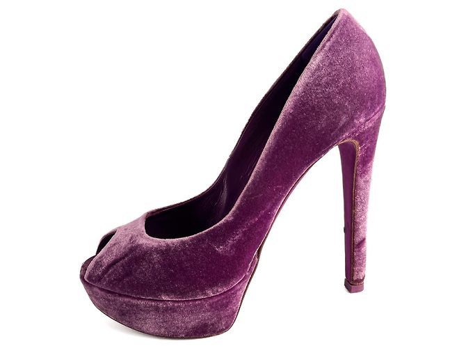 Miss Dior Peep Toes 135 Pump in Velluto 40.5 Viola Porpora - vista 9