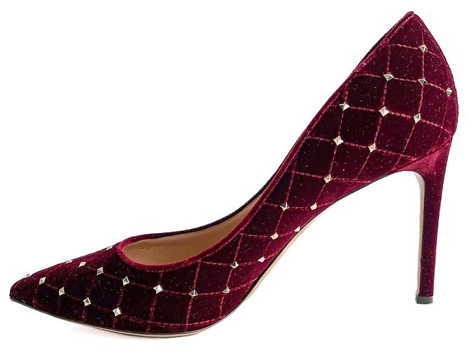 Valentino Garavani Décolleté in velluto Rockstud Spike 41.5 Borgogna Bordò - vista 8