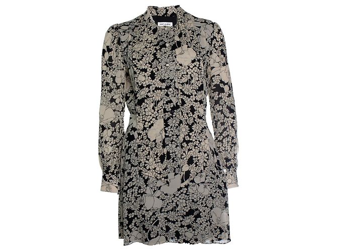 Vestido de estampado floral con botones Saint Laurent Negro - vista 2