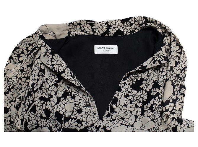 Vestido de estampado floral con botones Saint Laurent Negro - vista 8