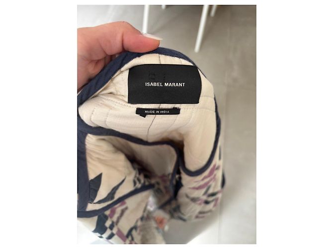 Abrigo Acolchado Isabel Marant con Estampado Geométrico Negro Beige Púrpura - vista 5