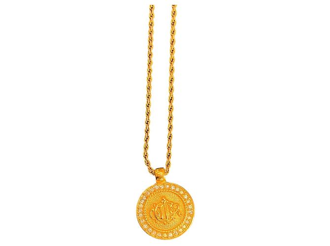Dior Halskette mit Medaillon-Logo aus Strass in Goldoptik - Ansicht 2