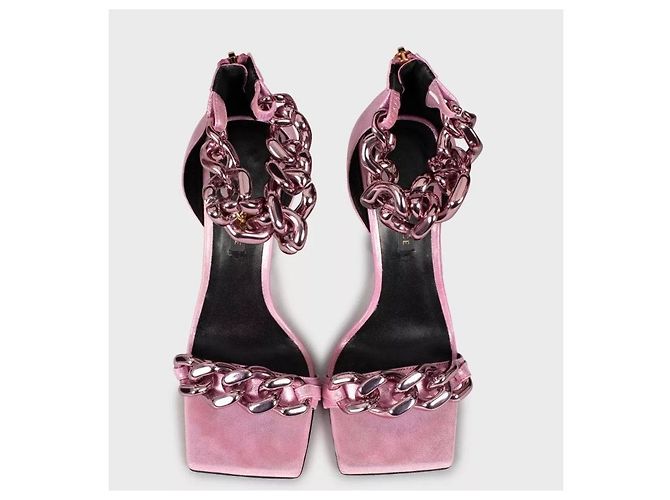 Versace Pink Medusa Textil-Absatzsandalen 38,5 gebraucht - Ansicht 2
