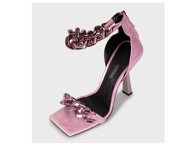 Versace Pink Medusa Textil-Absatzsandalen 38,5 gebraucht - Ansicht 3