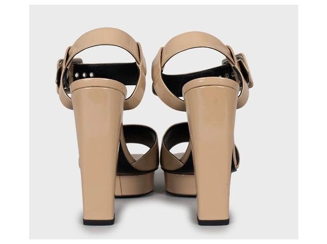 Beige lackleder Sandalen von Hermès Größe 37,5 gebraucht - Ansicht 4