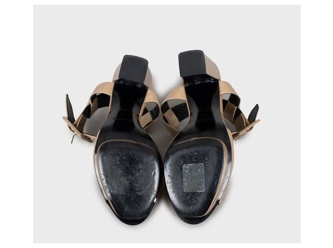 Beige lackleder Sandalen von Hermès Größe 37,5 gebraucht - Ansicht 5