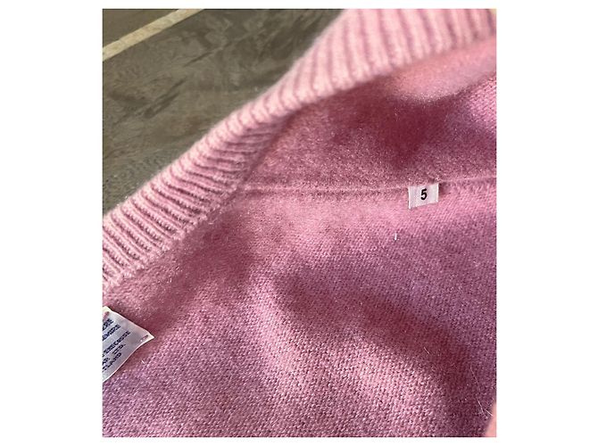 Pull Barrie Rose V-Ausschnitt - 100% Kaschmir Gr. XL Pink - Ansicht 4