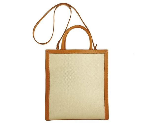Céline Borsa a mano verticale Cabas 2 in 1 Celine Marrone Bianco - vista 2