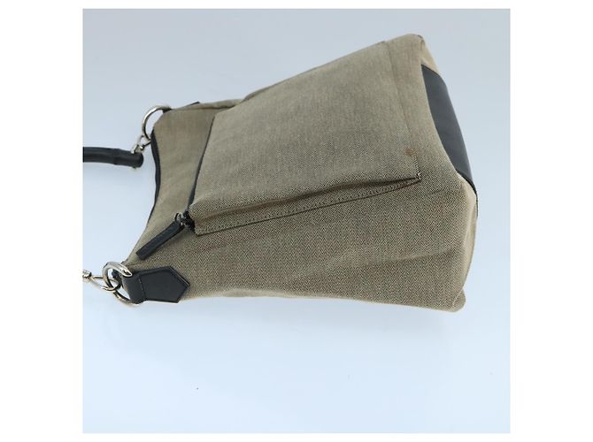 Gucci Vintage Bamboo Shoulder Canvas Beige - vista 4