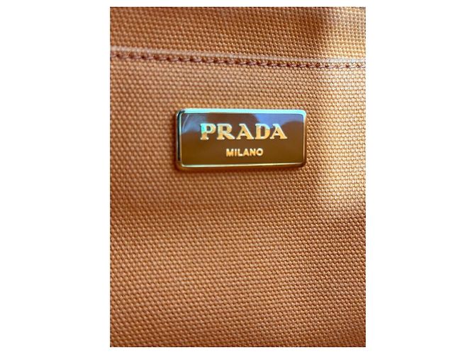 Borsa Tote Prada Canapa Arancione in Tela con Cristalli - vista 10