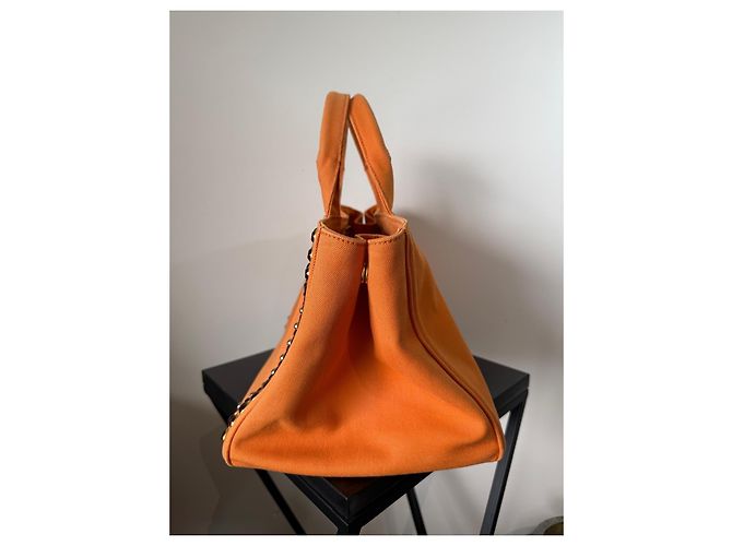 Borsa Tote Prada Canapa Arancione in Tela con Cristalli - vista 4