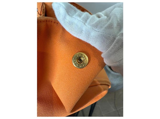 Borsa Tote Prada Canapa Arancione in Tela con Cristalli - vista 5