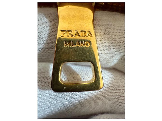 Borsa Tote Prada Canapa Arancione in Tela con Cristalli - vista 8