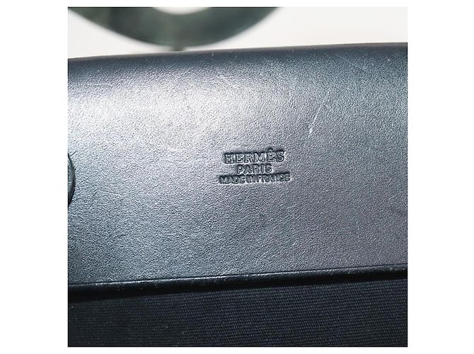 Hermès Herbag Cabas aus Stoff und Leder GM Schwarz - Ansicht 6