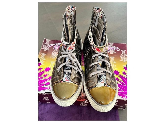 Autre Marque Sneaker alte da donna Christian Audigier con lacci e dettaglio trapuntato Grigio Metallico - vista 7