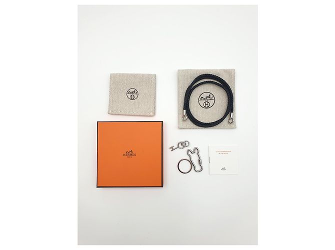 Hermès HERMES Portachiavi, Pendente, Cle Cheval, Nero, Pelle Swift Argento - vista 5