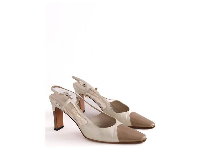 Chanel Ecru-Absatzschuhe Roh - Ansicht 3