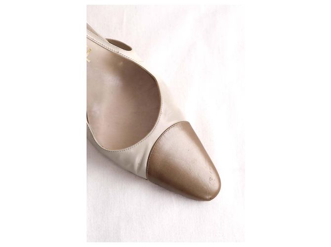 Chanel Ecru-Absatzschuhe Roh - Ansicht 4